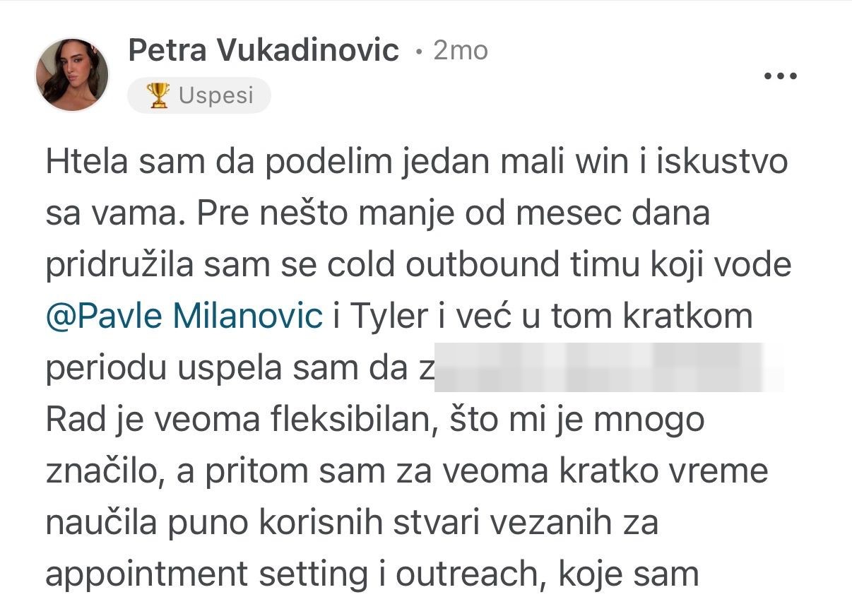 Petra Vukadinović — iskustvo